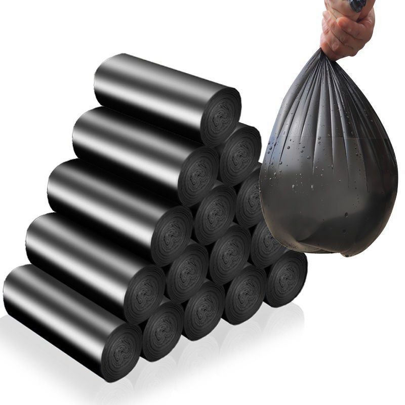 Flat Mouth Garbage Bag Thickened Point Break Disposable Portable Garbage Bag Household Kitchen Storage Bag Dormitory Black Sequence - Image 4